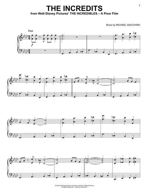 the incredits sheet music.